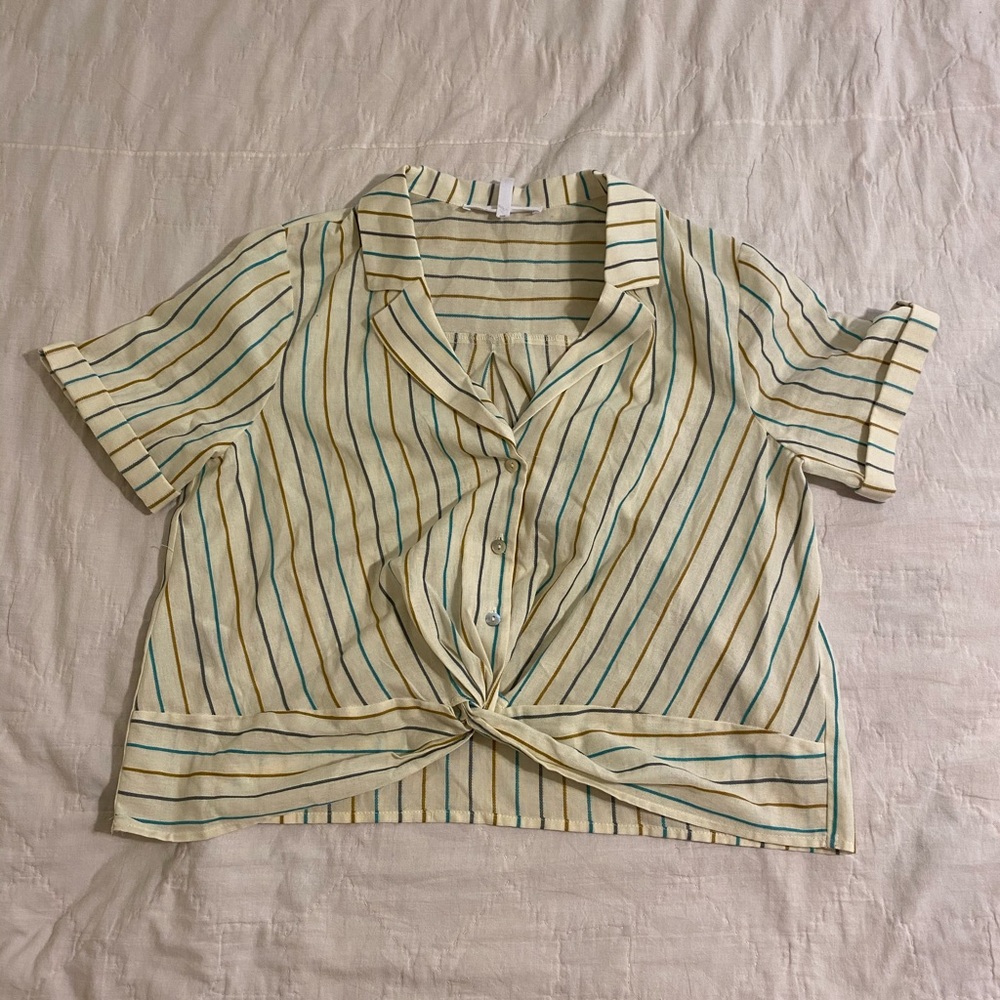 Cream Button Down with Stripes